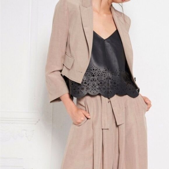 Marissa Webb Bristol Leather Eyelet Cut Adjustable Tank Top - Picture 2 of 10